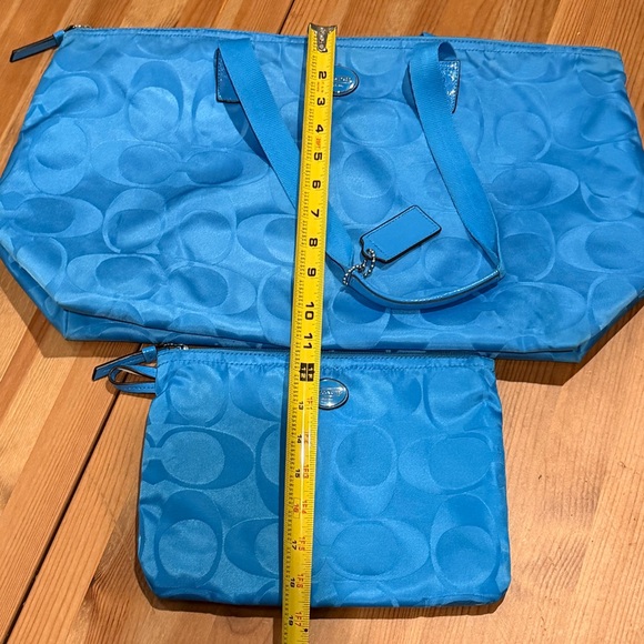 Coach Getaway Signature Nylon Weekender Bag Set -Bright Blue - Picture 15 of 16